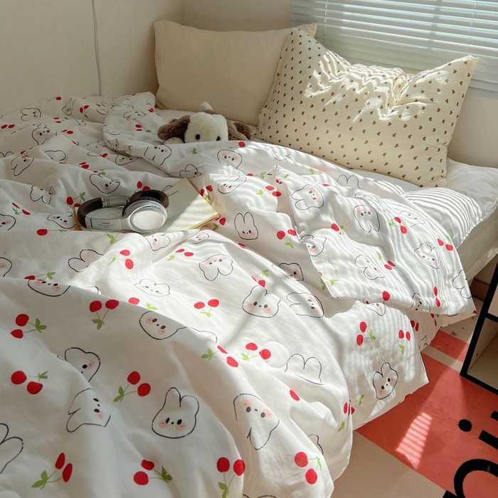 91家纺网 家纺一手货源 找家纺 繁花家居 2025新款AA版水洗棉超软夏被直播热款 樱桃兔