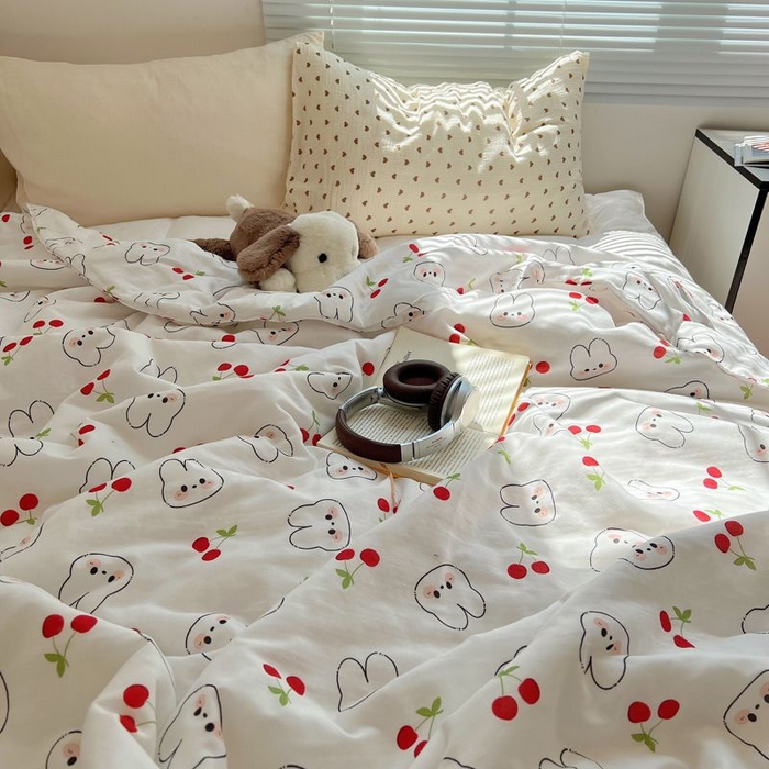 91家纺网 家纺一手货源 找家纺 繁花家居 2025新款AA版水洗棉超软夏被直播热款 樱桃兔