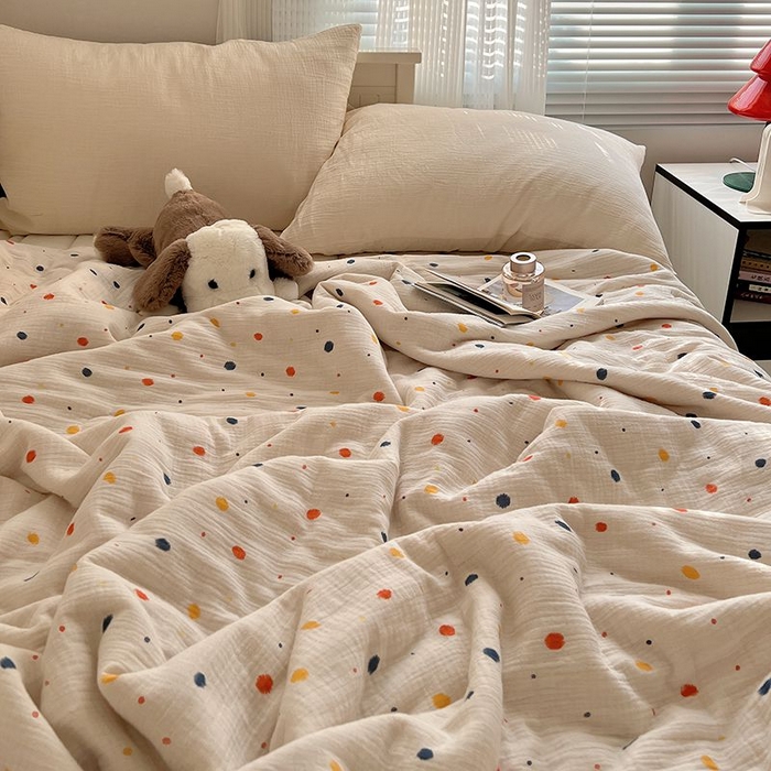 91家纺网 家纺一手货源 找家纺 繁花家居 2025新款AA版水洗棉超软夏被直播热款 芝士奶盖