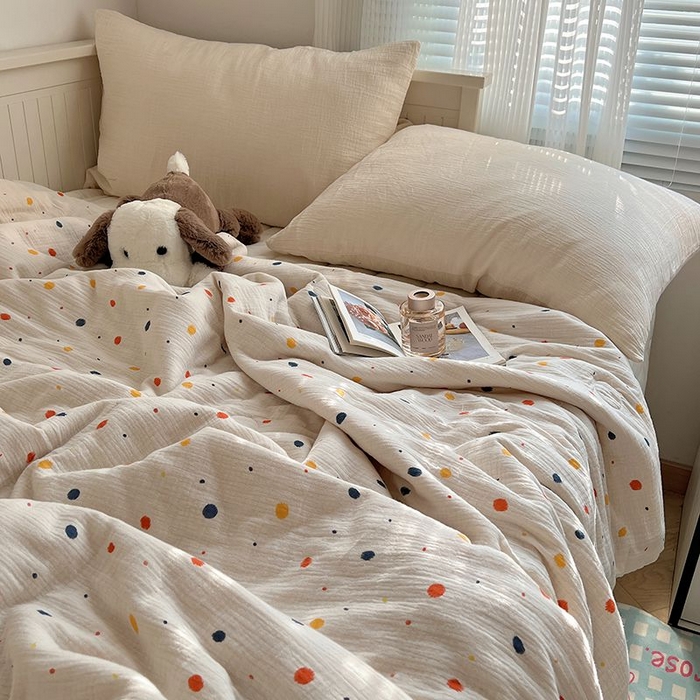 91家纺网 家纺一手货源 找家纺 繁花家居 2025新款AA版水洗棉超软夏被直播热款 芝士奶盖