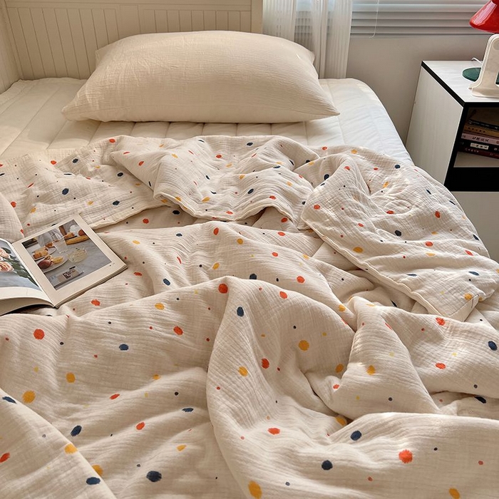 91家纺网 家纺一手货源 找家纺 繁花家居 2025新款AA版水洗棉超软夏被直播热款 芝士奶盖