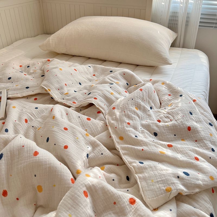 91家纺网 家纺一手货源 找家纺 繁花家居 2025新款AA版水洗棉超软夏被直播热款 芝士奶盖