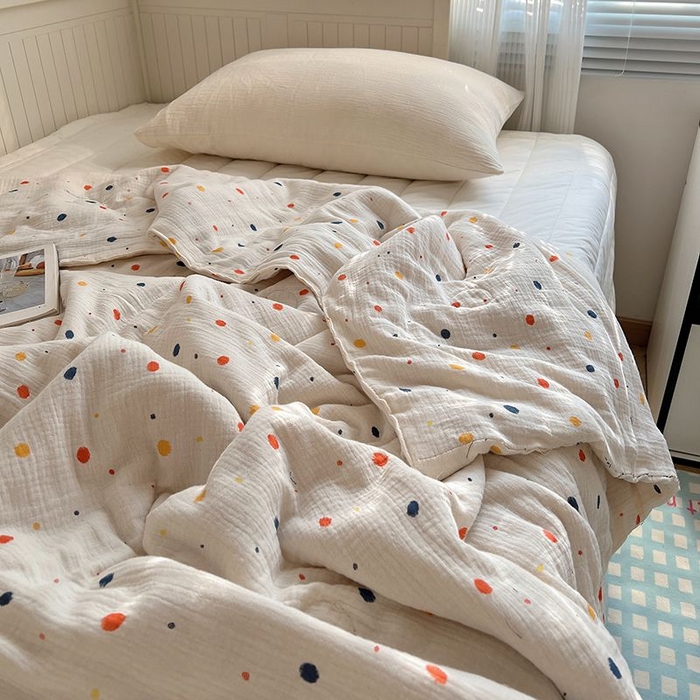 91家纺网 家纺一手货源 找家纺 繁花家居 2025新款AA版水洗棉超软夏被直播热款 芝士奶盖