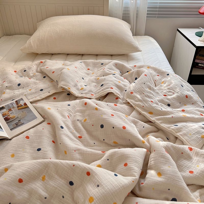 91家纺网 家纺一手货源 找家纺 繁花家居 2025新款AA版水洗棉超软夏被直播热款 芝士奶盖