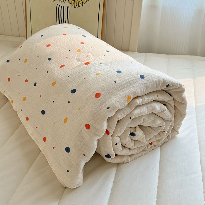 91家纺网 家纺一手货源 找家纺 繁花家居 2025新款AA版水洗棉超软夏被直播热款 芝士奶盖