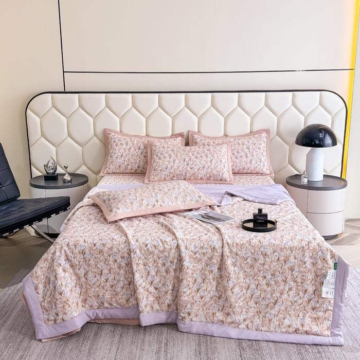 91家纺网 家纺一手货源 找家纺 晨晨家纺 2025新款A类印花莱赛尔天丝软席夏被夏凉被空调被 紫韵