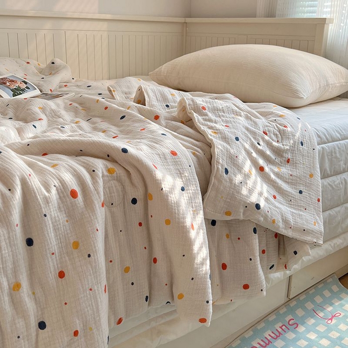 91家纺网 家纺一手货源 找家纺 繁花家居 2025新款AA版水洗棉超软夏被直播热款 芝士奶盖