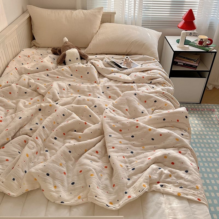 91家纺网 家纺一手货源 找家纺 繁花家居 2025新款AA版水洗棉超软夏被直播热款 芝士奶盖