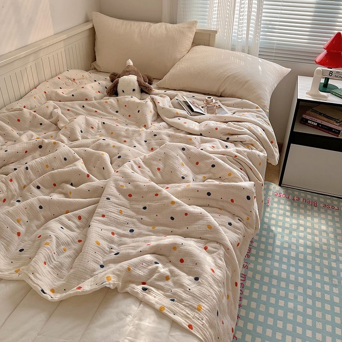 91家纺网 家纺一手货源 找家纺 繁花家居 2025新款AA版水洗棉超软夏被直播热款 芝士奶盖