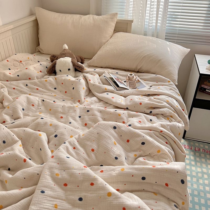 91家纺网 家纺一手货源 找家纺 繁花家居 2025新款AA版水洗棉超软夏被直播热款 芝士奶盖