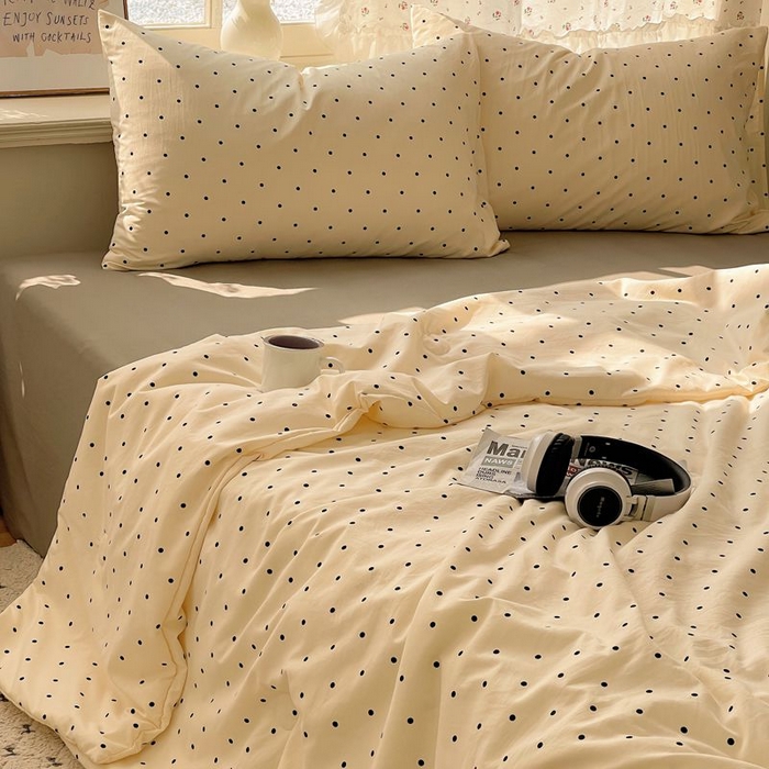 繁花家居 2025新款AA版水洗棉超软夏被直播热款 波点旋律-白