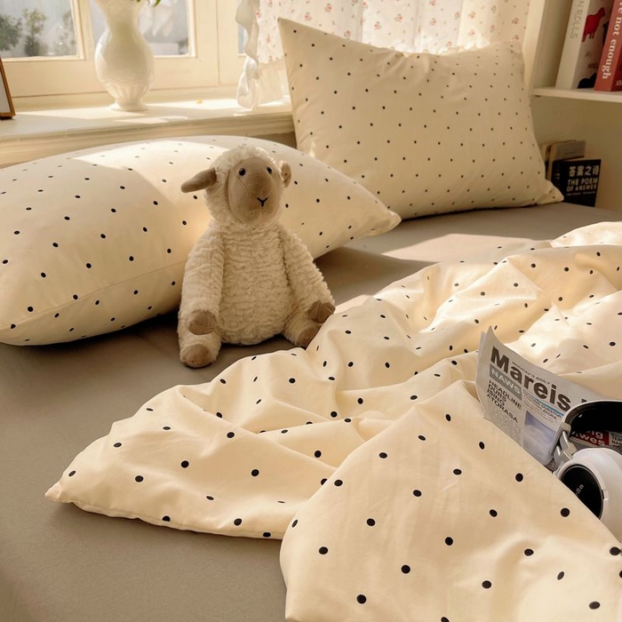 91家纺网 家纺一手货源 找家纺 繁花家居 2025新款AA版水洗棉超软夏被直播热款 波点旋律-白