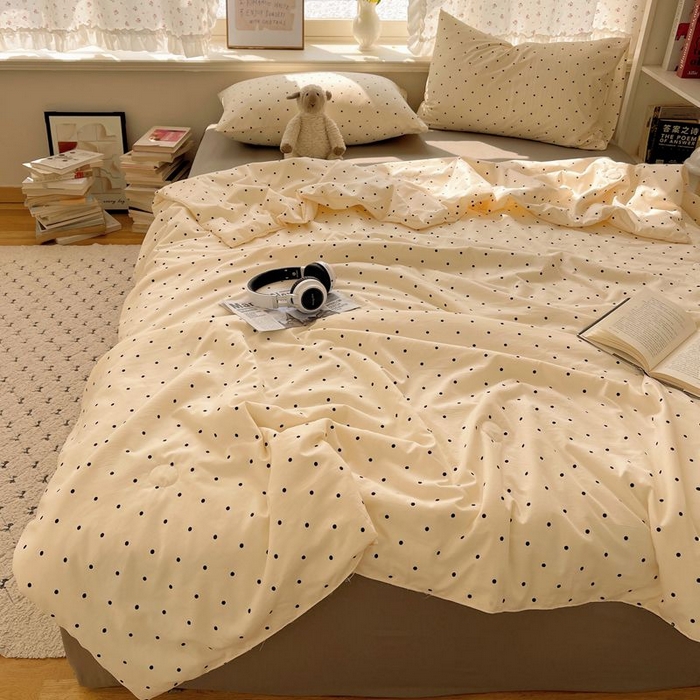 91家纺网 家纺一手货源 找家纺 繁花家居 2025新款AA版水洗棉超软夏被直播热款 波点旋律-白