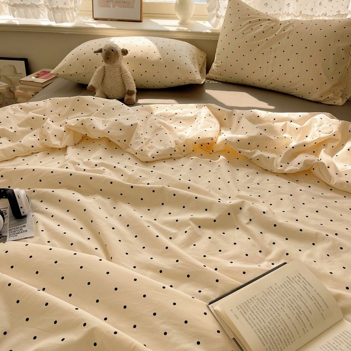 91家纺网 家纺一手货源 找家纺 繁花家居 2025新款AA版水洗棉超软夏被直播热款 波点旋律-白