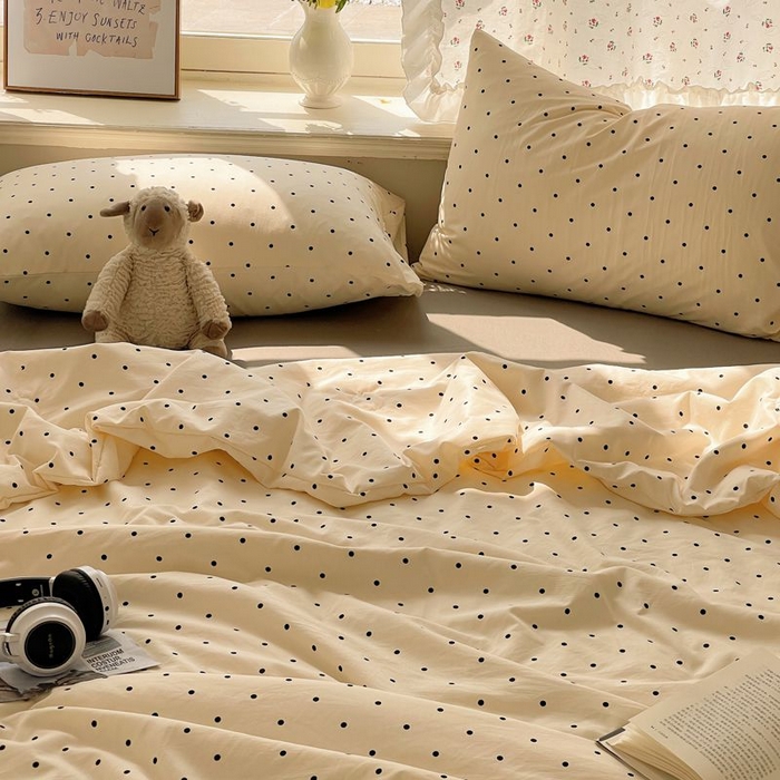 91家纺网 家纺一手货源 找家纺 繁花家居 2025新款AA版水洗棉超软夏被直播热款 波点旋律-白