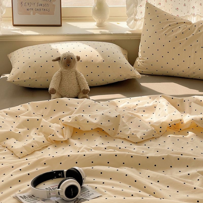 91家纺网 家纺一手货源 找家纺 繁花家居 2025新款AA版水洗棉超软夏被直播热款 波点旋律-白