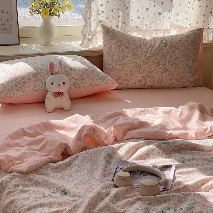 91家纺网 家纺一手货源 找家纺 繁花家居 2025新款AA版水洗棉超软夏被直播热款 花丛萌兔