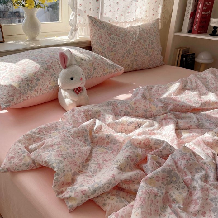 91家纺网 家纺一手货源 找家纺 繁花家居 2025新款AA版水洗棉超软夏被直播热款 花丛萌兔