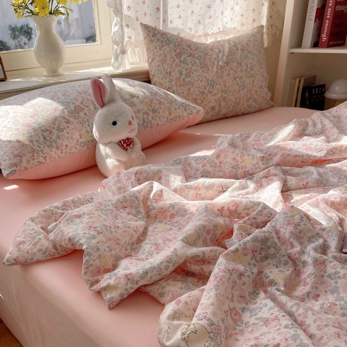 91家纺网 家纺一手货源 找家纺 繁花家居 2025新款AA版水洗棉超软夏被直播热款 花丛萌兔