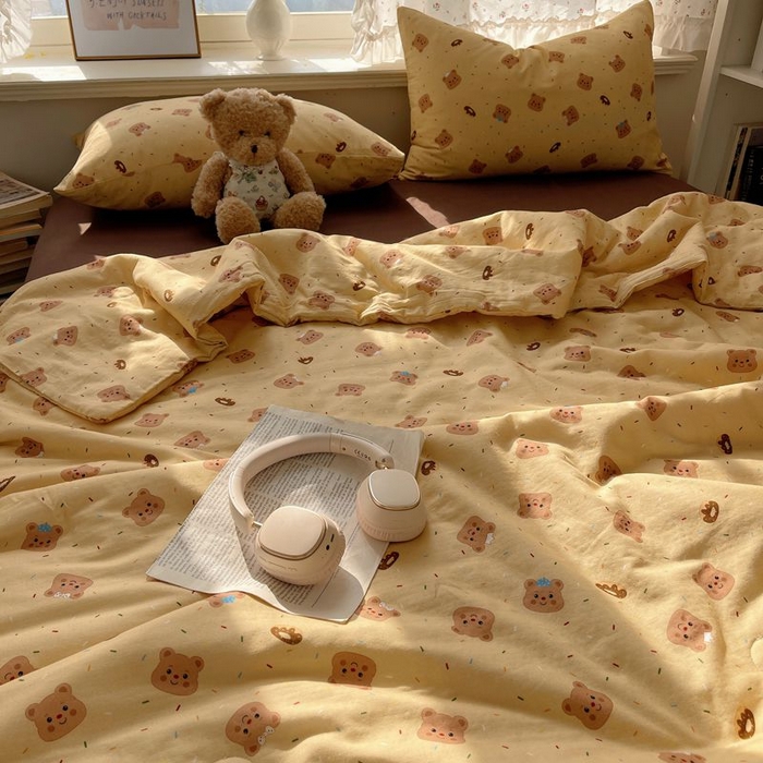 91家纺网 家纺一手货源 找家纺 繁花家居 2025新款AA版水洗棉超软夏被直播热款 黄油小熊