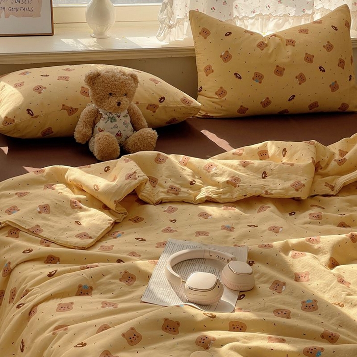 91家纺网 家纺一手货源 找家纺 繁花家居 2025新款AA版水洗棉超软夏被直播热款 黄油小熊