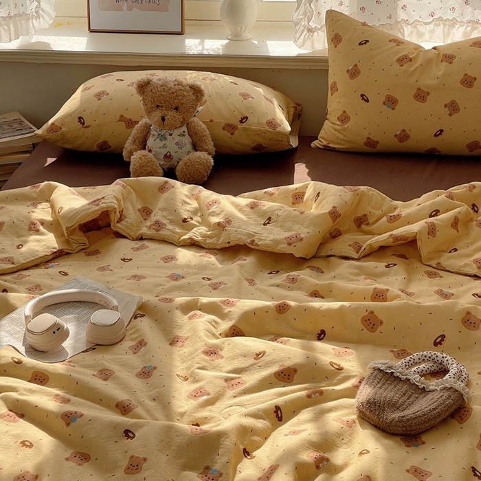 91家纺网 家纺一手货源 找家纺 繁花家居 2025新款AA版水洗棉超软夏被直播热款 黄油小熊