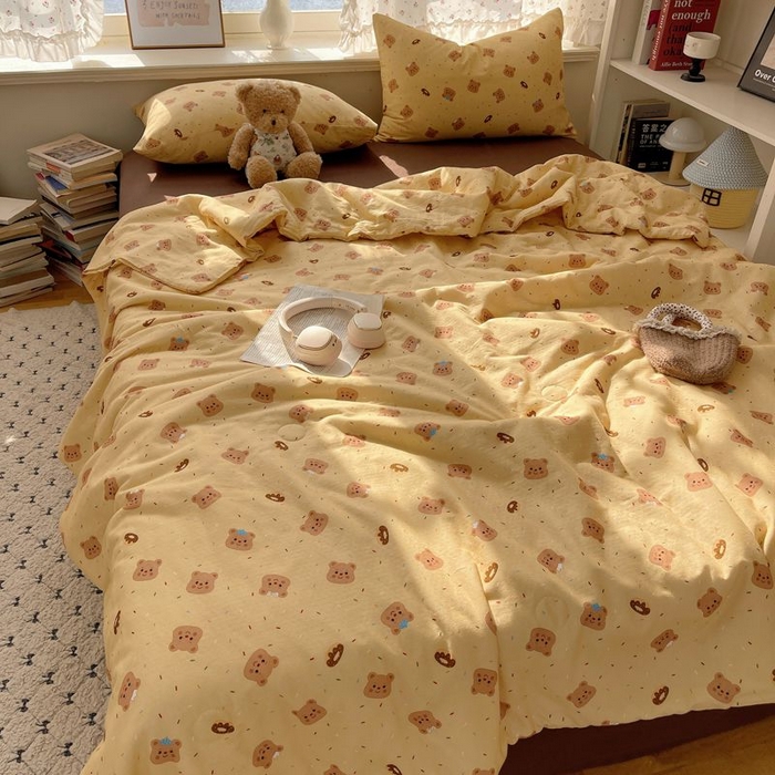 91家纺网 家纺一手货源 找家纺 繁花家居 2025新款AA版水洗棉超软夏被直播热款 黄油小熊