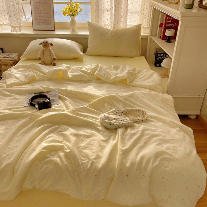 91家纺网 家纺一手货源 找家纺 繁花家居 2025新款AA版水洗棉超软夏被直播热款 星点斑斓