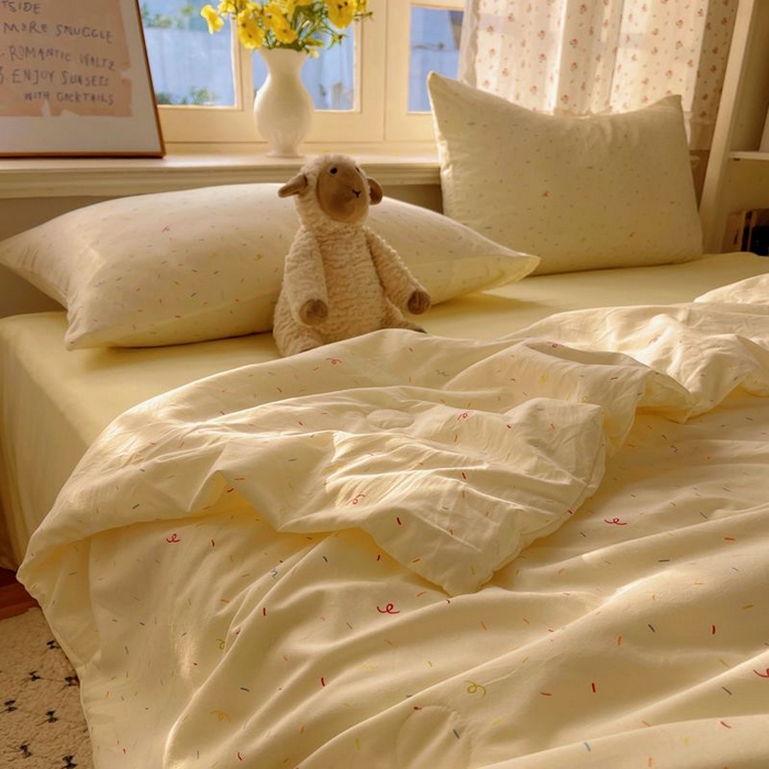 91家纺网 家纺一手货源 找家纺 繁花家居 2025新款AA版水洗棉超软夏被直播热款 星点斑斓