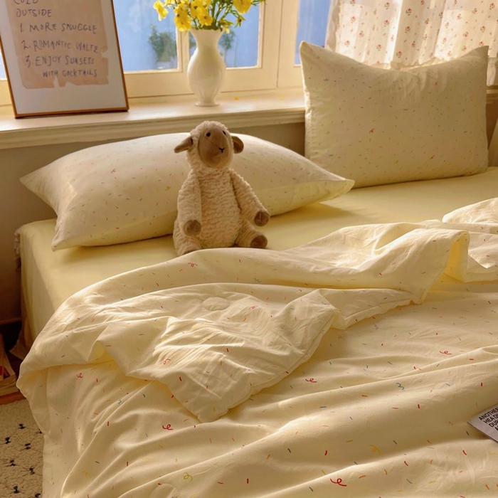 91家纺网 家纺一手货源 找家纺 繁花家居 2025新款AA版水洗棉超软夏被直播热款 星点斑斓