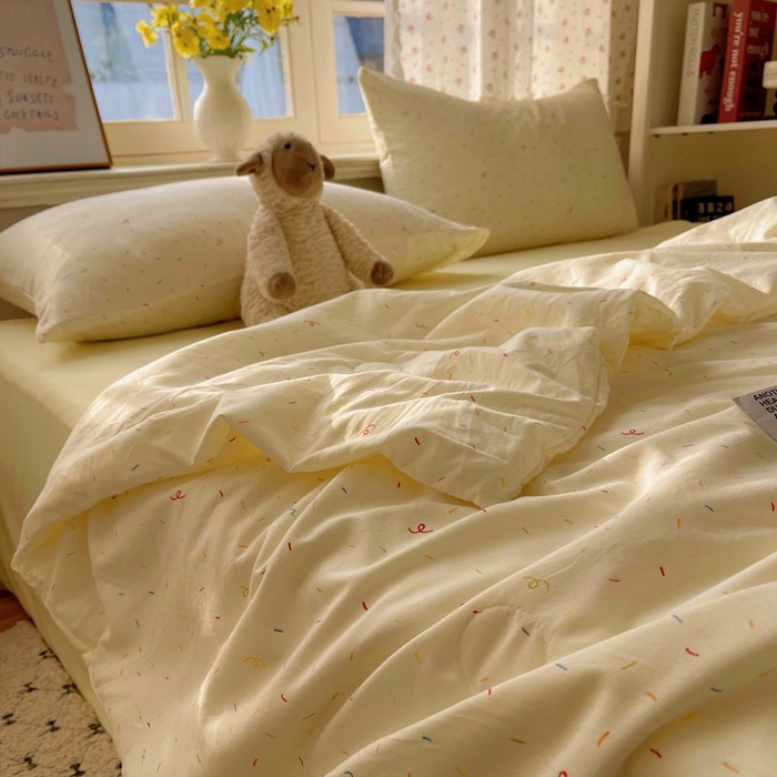 91家纺网 家纺一手货源 找家纺 繁花家居 2025新款AA版水洗棉超软夏被直播热款 星点斑斓