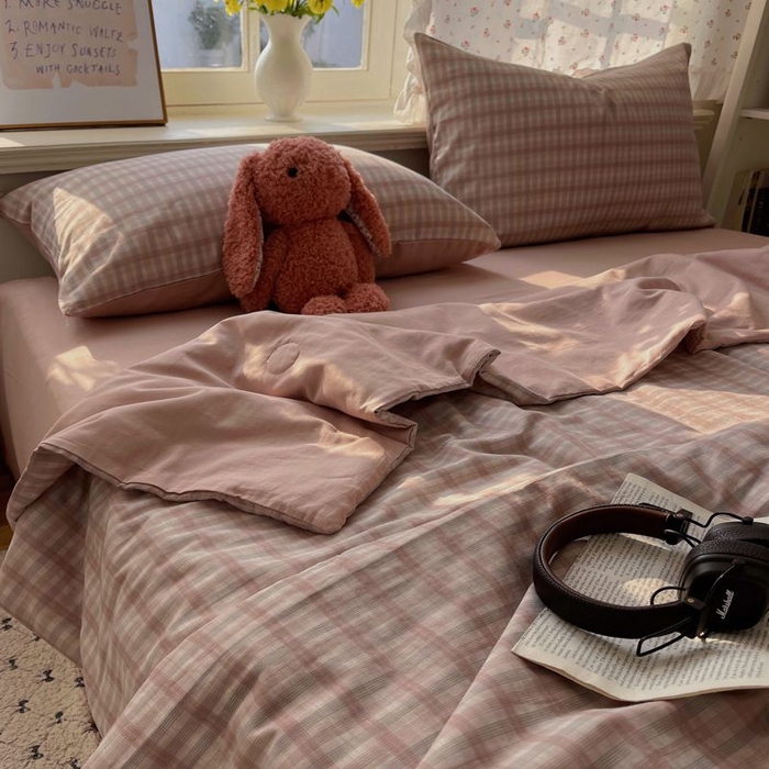 91家纺网 家纺一手货源 找家纺 繁花家居 2025新款AA版水洗棉超软夏被直播热款 烟雾粉