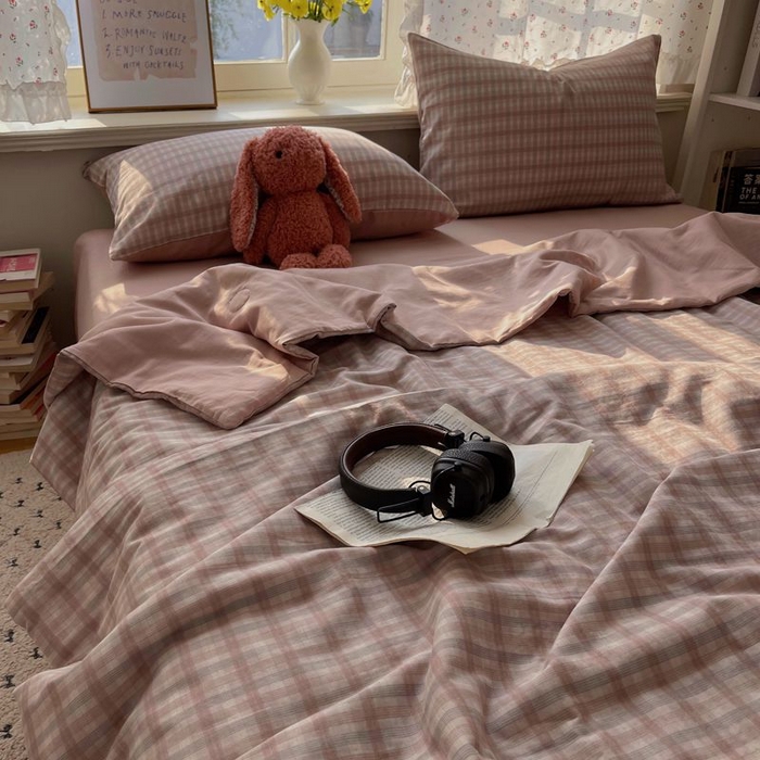 91家纺网 家纺一手货源 找家纺 繁花家居 2025新款AA版水洗棉超软夏被直播热款 烟雾粉