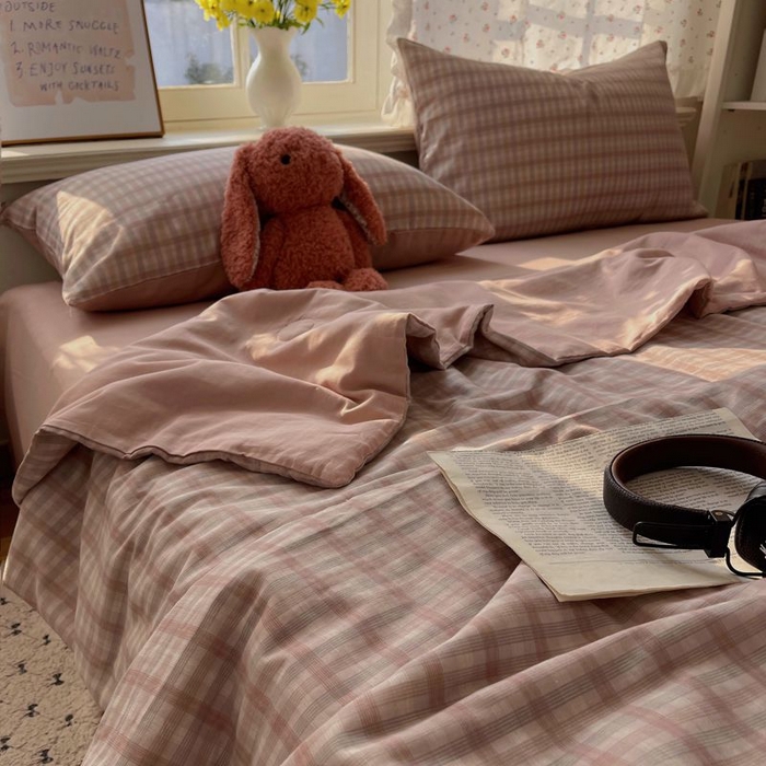 91家纺网 家纺一手货源 找家纺 繁花家居 2025新款AA版水洗棉超软夏被直播热款 烟雾粉