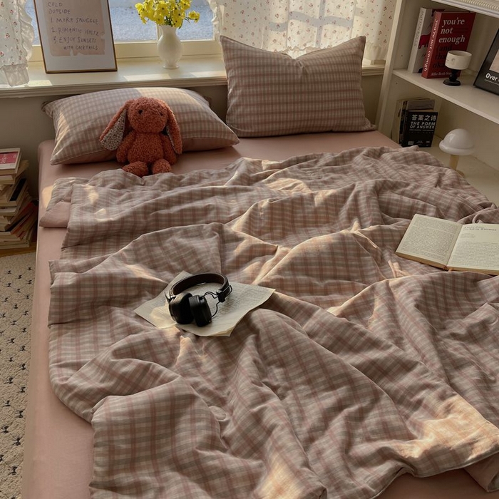 91家纺网 家纺一手货源 找家纺 繁花家居 2025新款AA版水洗棉超软夏被直播热款 烟雾粉