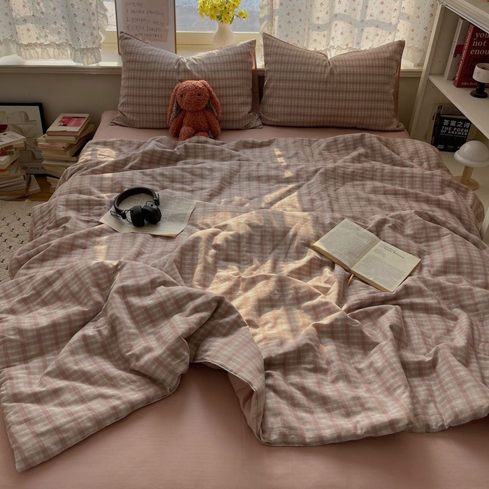 91家纺网 家纺一手货源 找家纺 繁花家居 2025新款AA版水洗棉超软夏被直播热款 烟雾粉