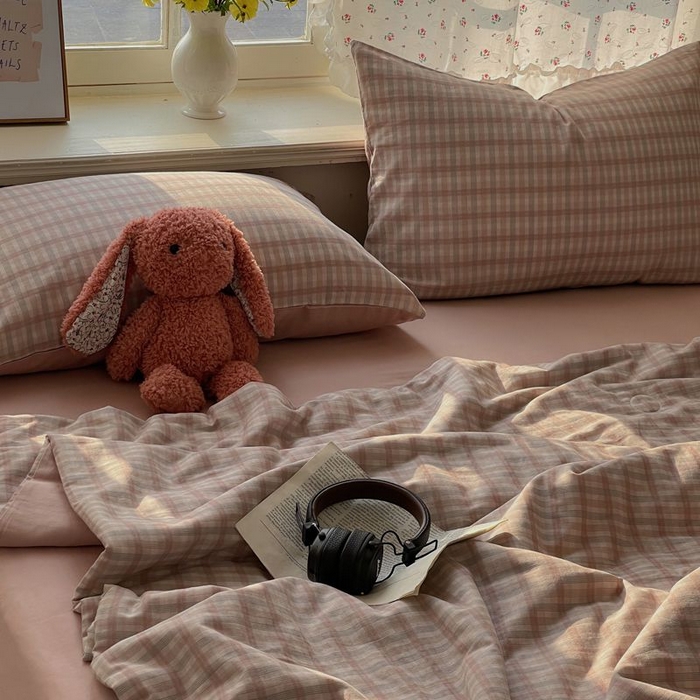 91家纺网 家纺一手货源 找家纺 繁花家居 2025新款AA版水洗棉超软夏被直播热款 烟雾粉