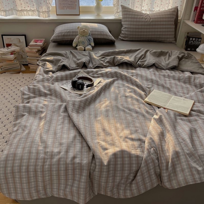 91家纺网 家纺一手货源 找家纺 繁花家居 2025新款AA版水洗棉超软夏被直播热款 烟雾灰