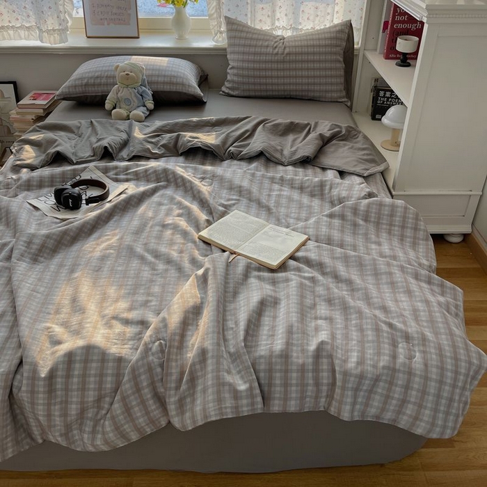 91家纺网 家纺一手货源 找家纺 繁花家居 2025新款AA版水洗棉超软夏被直播热款 烟雾灰