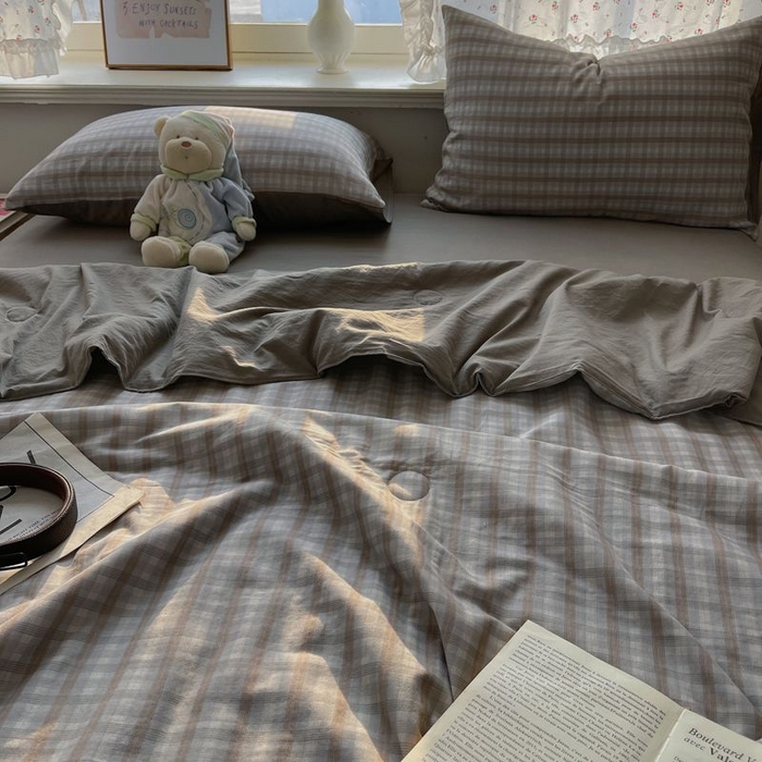 91家纺网 家纺一手货源 找家纺 繁花家居 2025新款AA版水洗棉超软夏被直播热款 烟雾灰