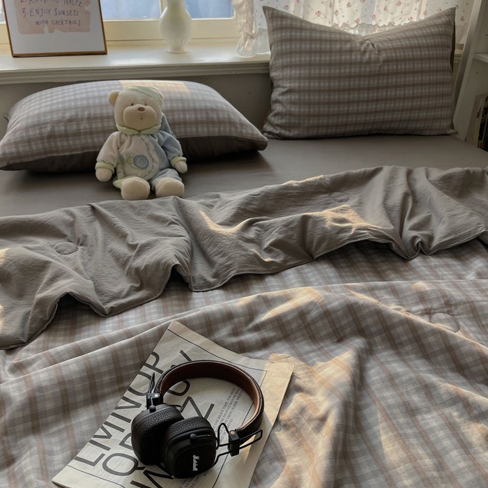 91家纺网 家纺一手货源 找家纺 繁花家居 2025新款AA版水洗棉超软夏被直播热款 烟雾灰