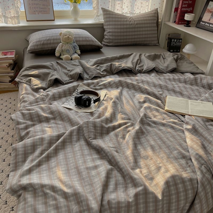 91家纺网 家纺一手货源 找家纺 繁花家居 2025新款AA版水洗棉超软夏被直播热款 烟雾灰