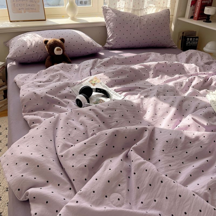 91家纺网 家纺一手货源 找家纺 繁花家居 2025新款AA版水洗棉超软夏被直播热款 波点旋律-紫