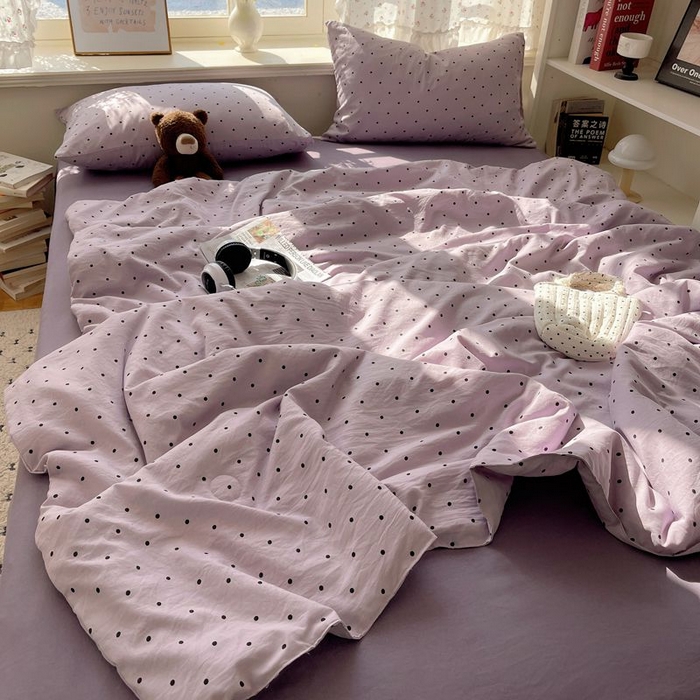 91家纺网 家纺一手货源 找家纺 繁花家居 2025新款AA版水洗棉超软夏被直播热款 波点旋律-紫