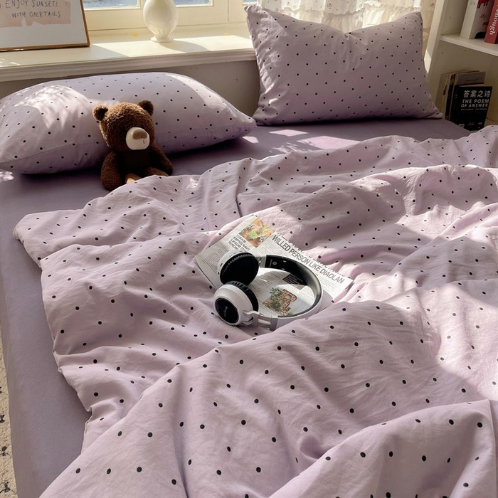 91家纺网 家纺一手货源 找家纺 繁花家居 2025新款AA版水洗棉超软夏被直播热款 波点旋律-紫