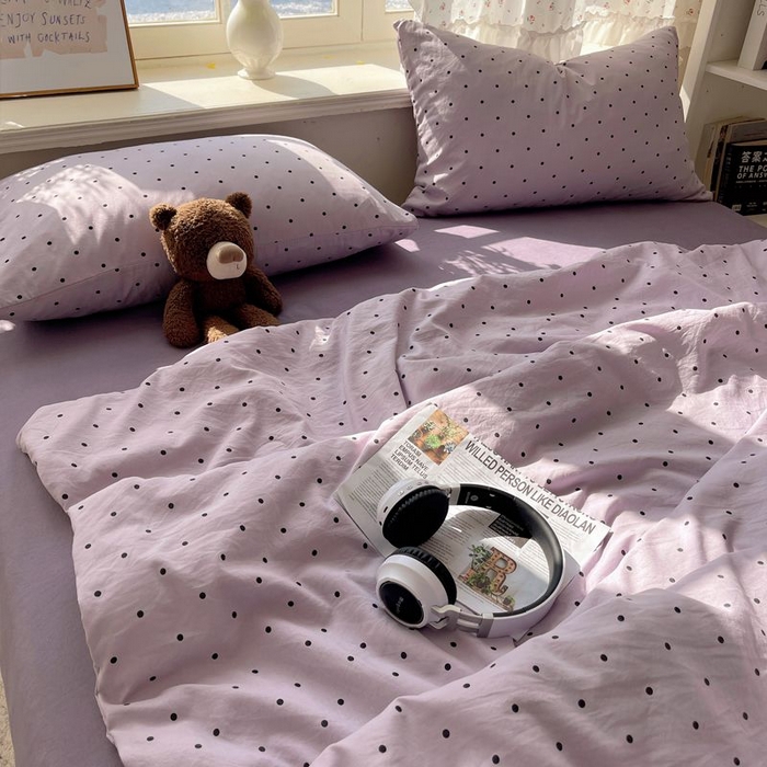 91家纺网 家纺一手货源 找家纺 繁花家居 2025新款AA版水洗棉超软夏被直播热款 波点旋律-紫