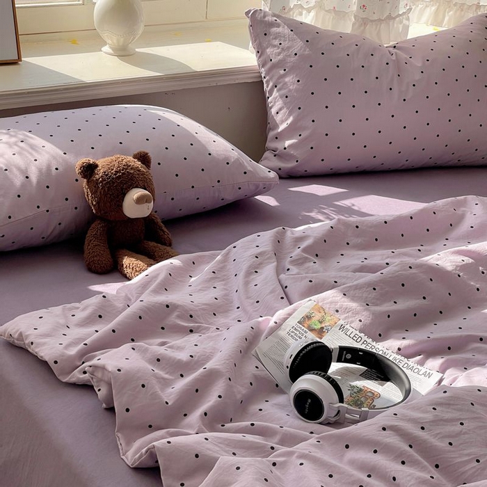 91家纺网 家纺一手货源 找家纺 繁花家居 2025新款AA版水洗棉超软夏被直播热款 波点旋律-紫