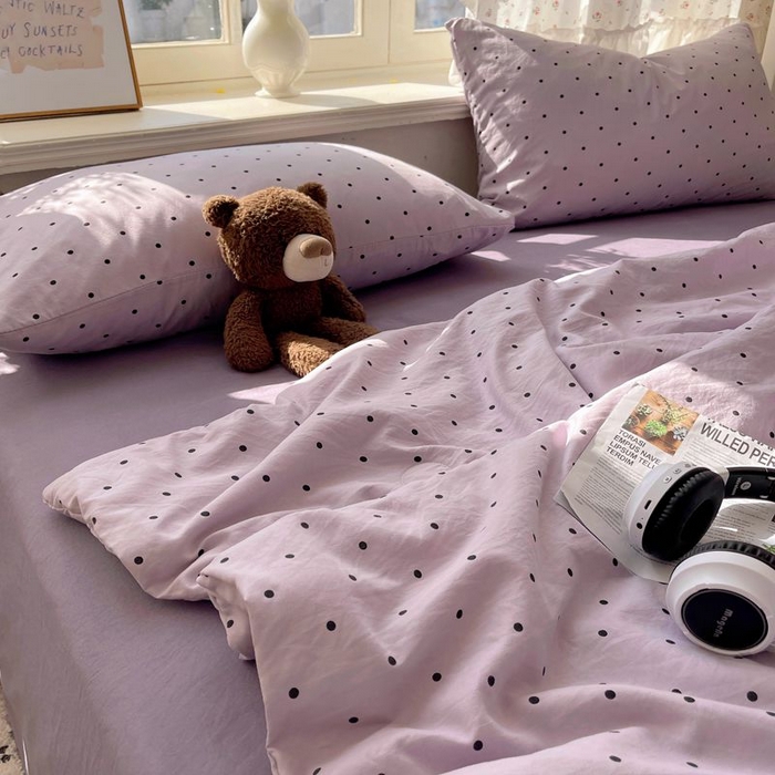 91家纺网 家纺一手货源 找家纺 繁花家居 2025新款AA版水洗棉超软夏被直播热款 波点旋律-紫