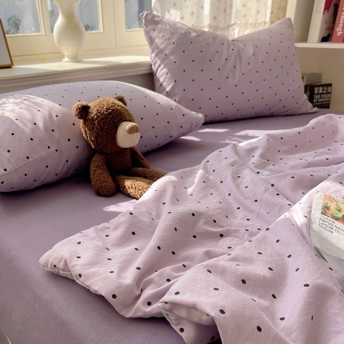 91家纺网 家纺一手货源 找家纺 繁花家居 2025新款AA版水洗棉超软夏被直播热款 波点旋律-紫