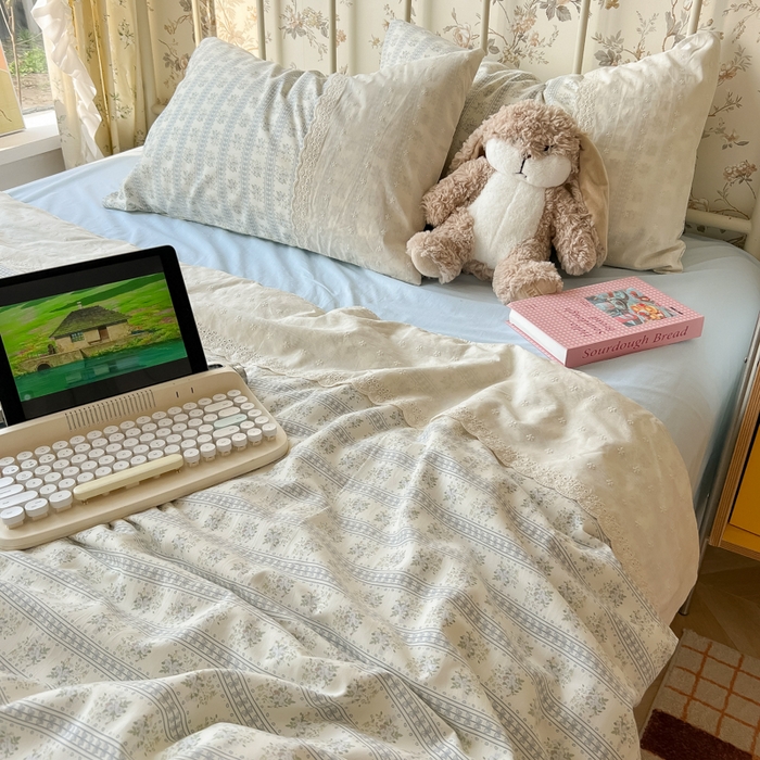 91家纺网 家纺一手货源 找家纺 盼季家纺 2025新款A类夏季夏天蕾丝花边大豆纤维被夏凉被床单四件套空调被 蕾丝花边夏被-素雅